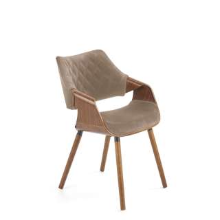 Stol Lunner - valnøtt - beige stoff