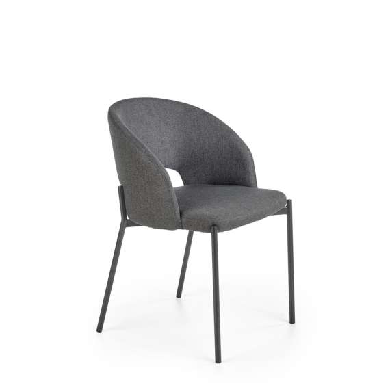 Stol Tau - grå stoff - sorte ben