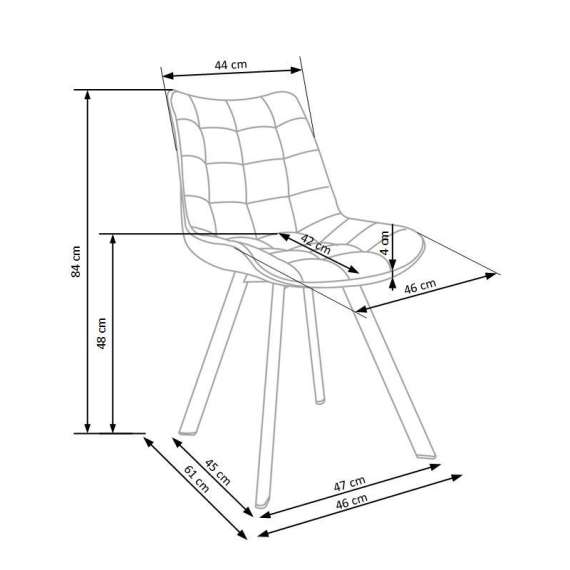 Stol Merida - mørk grå - velvet