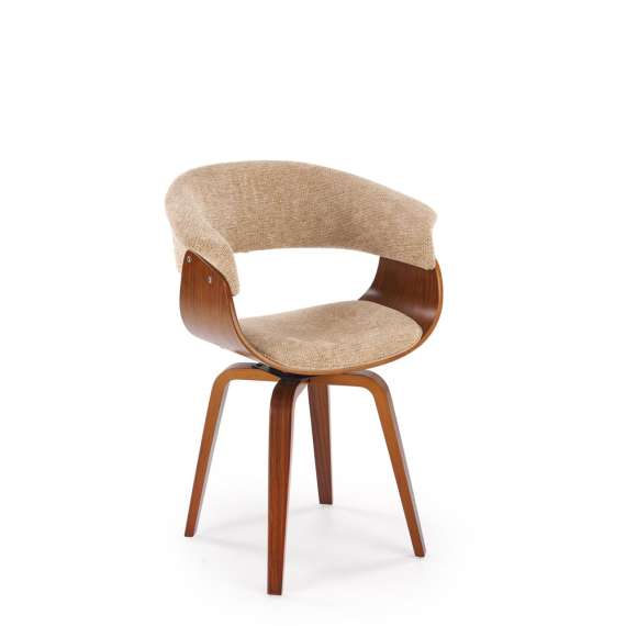 Stol Rubi - valnøtt - beige stoff