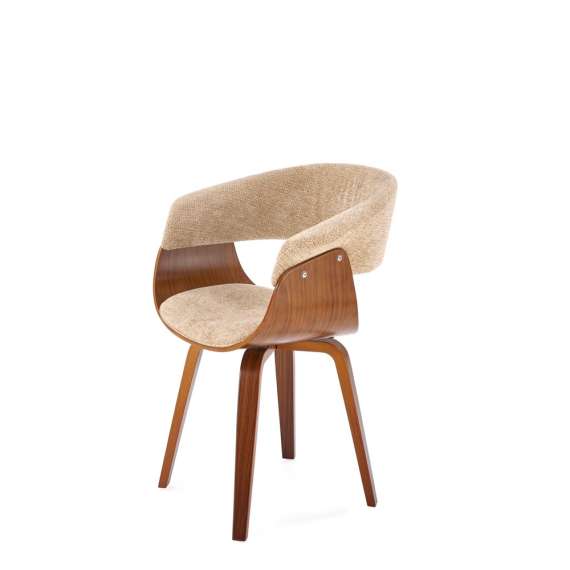 Stol Rubi - valnøtt - beige stoff