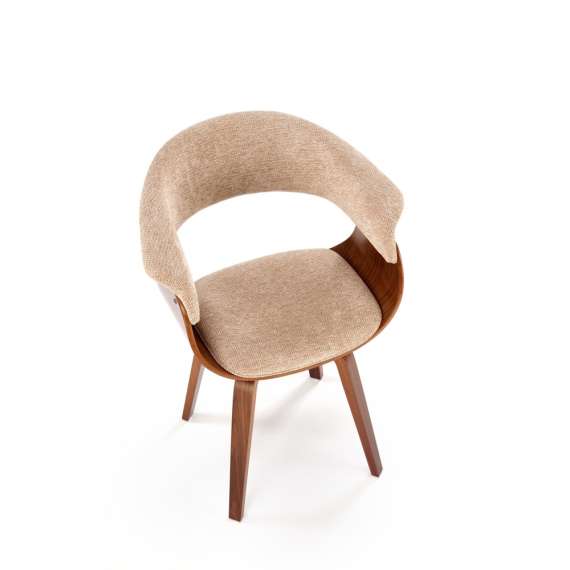 Stol Rubi - valnøtt - beige stoff