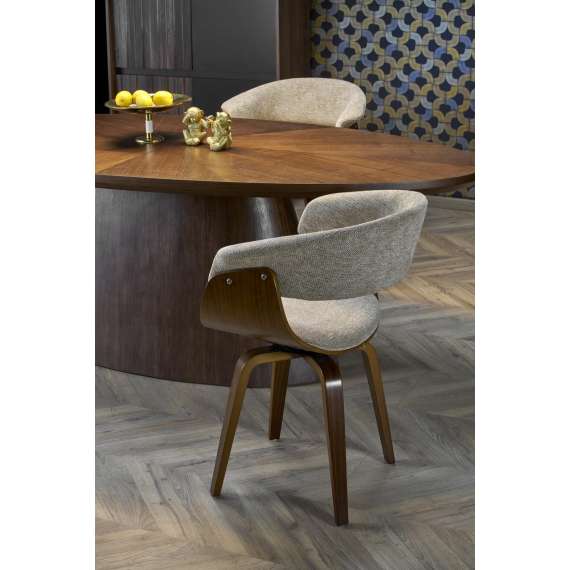 Stol Rubi - valnøtt - grå stoff