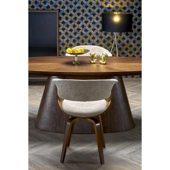 Stol Rubi - valnøtt - grå stoff