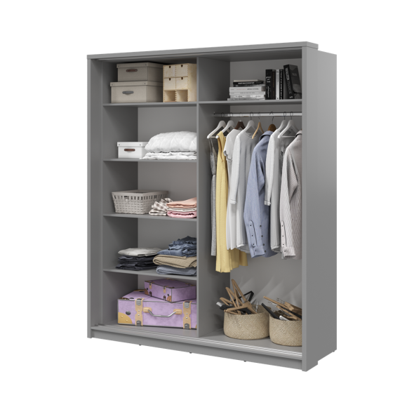 Garderobeskap Arti 180x215 cm - grå matt - speil