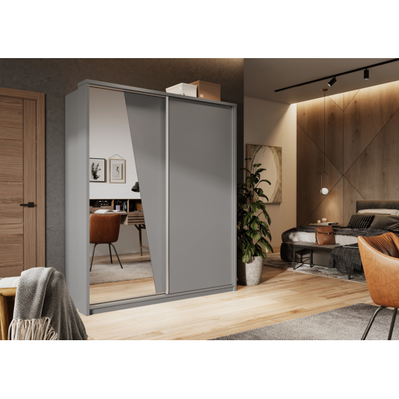 Garderobeskap Arti 180x215 cm - grå matt - speil