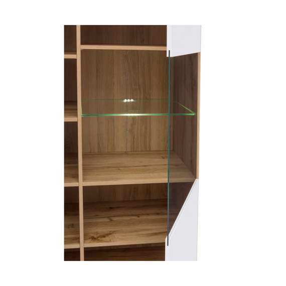 Vitrineskap Zele 90x132 cm - eik wotan - hvit glans