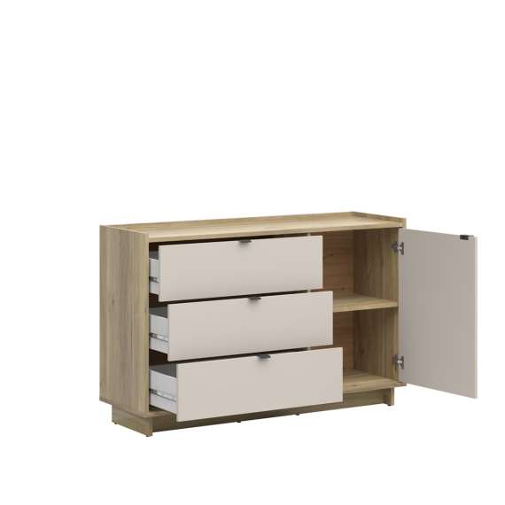 Kommode Dalva 134x86 - med skuff - eik - cashmere