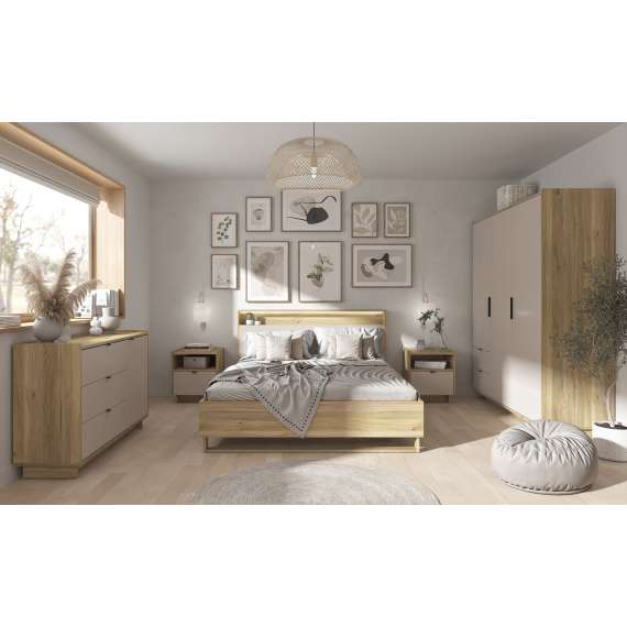 Kommode Dalva 134x86 - med skuff - eik - cashmere