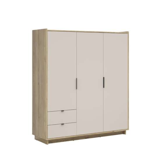 Garderobeskap Dalva 180x202 - med skuffer - eik - cashmere