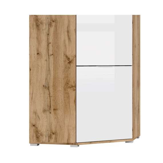 Hjørnegarderobe Zele 78x195 cm - eik wotan - hvit glans