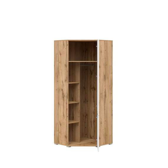 Hjørnegarderobe Zele 78x195 cm - eik wotan - hvit glans