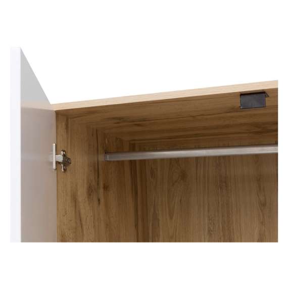 Garderobeskap Zele 90x195 cm - eik wotan - hvit matt - 2 dører - 1 skuff