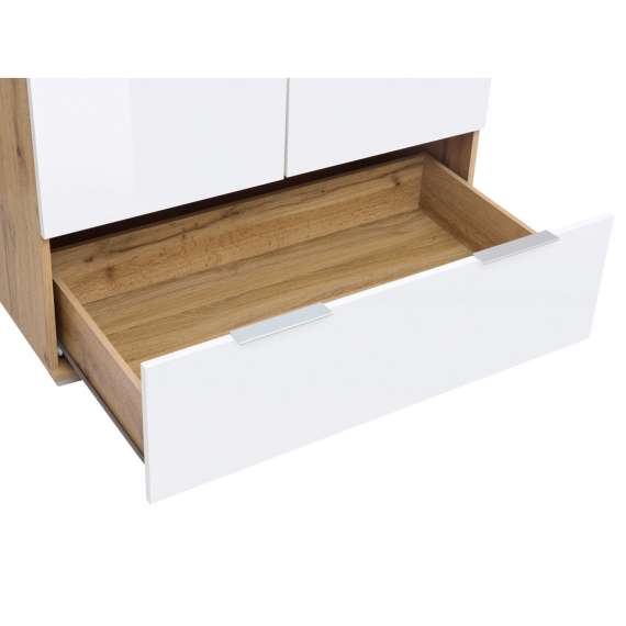 Garderobeskap Zele 90x195 cm - eik wotan - hvit matt - 2 dører - 1 skuff