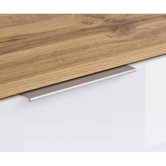 Skjenk Zele 104x106 cm - eik wotan - hvit glans - 4 dører