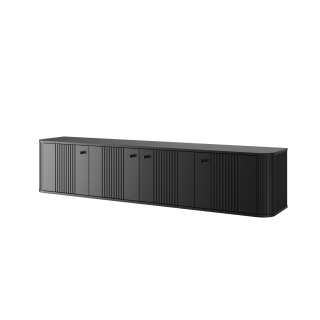 Vegghengt tv-benk Vesper - 187x36 cm - 4 dører - svart matt