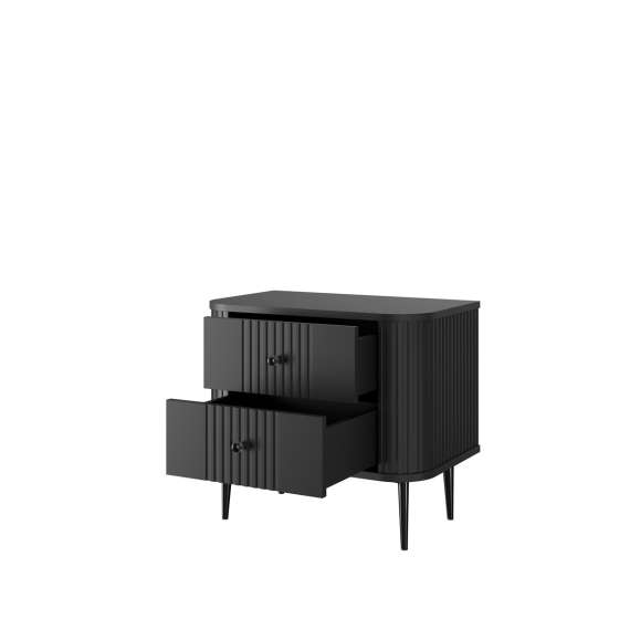 Nattbord Vesper - 56x51 cm - svart matt - metall bein - 2 stk
