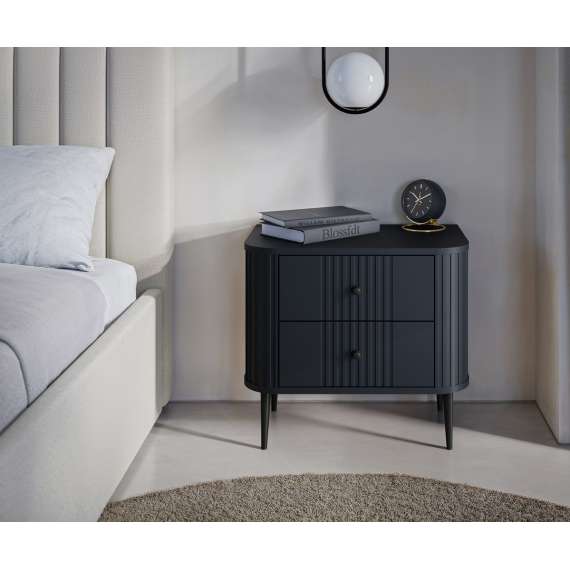 Nattbord Vesper - 56x51 cm - svart matt - metall bein - 2 stk
