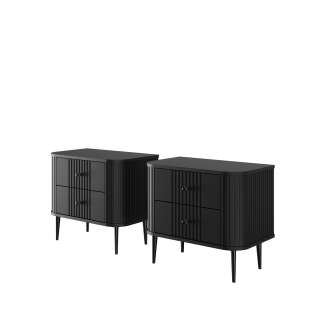 Nattbord Vesper - 56x51 cm - svart matt - metall bein - 2 stk