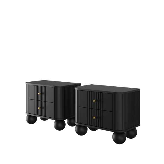 Nattbord Vesper - 56x48 cm - svart matt - 2 stk