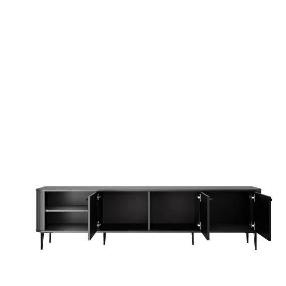 Tv-benk Vesper - 187x51 cm - 3 dører - svart matt - metal ben