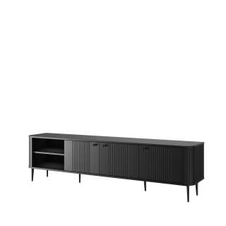 Tv-benk Vesper - 187x51 cm - 3 dører - svart matt - metal ben