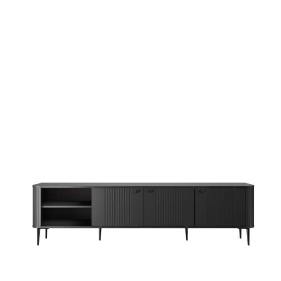 Tv-benk Vesper - 187x51 cm - 3 dører - svart matt - metal ben