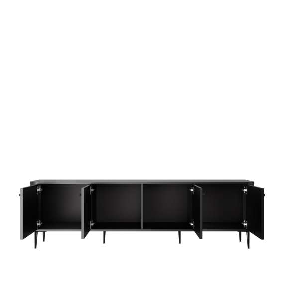 Tv-benk Vesper - 187x51 cm - 4 dører - svart matt - metal ben