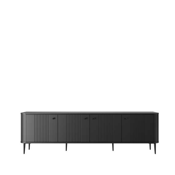 Tv-benk Vesper - 187x51 cm - 4 dører - svart matt - metal ben