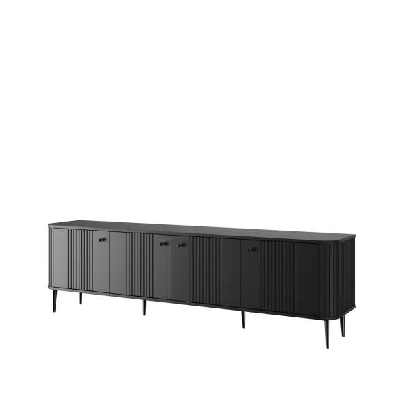 Tv-benk Vesper - 187x51 cm - 4 dører - svart matt - metal ben