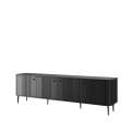 Tv-benk Vesper - 187x51 cm - 4 dører - svart matt - metal ben