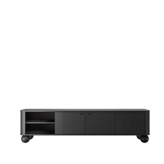 Tv-benk Vesper - 187x48 cm - 3 dører - svart matt