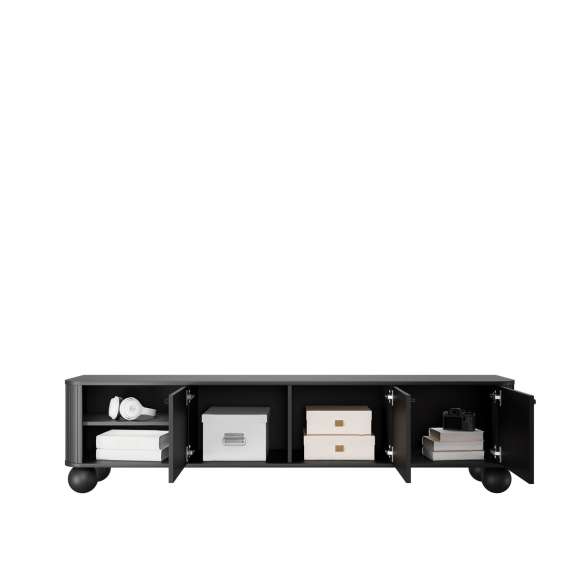 Tv-benk Vesper - 187x48 cm - 3 dører - svart matt