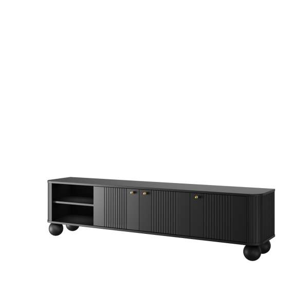 Tv-benk Vesper - 187x48 cm - 3 dører - svart matt