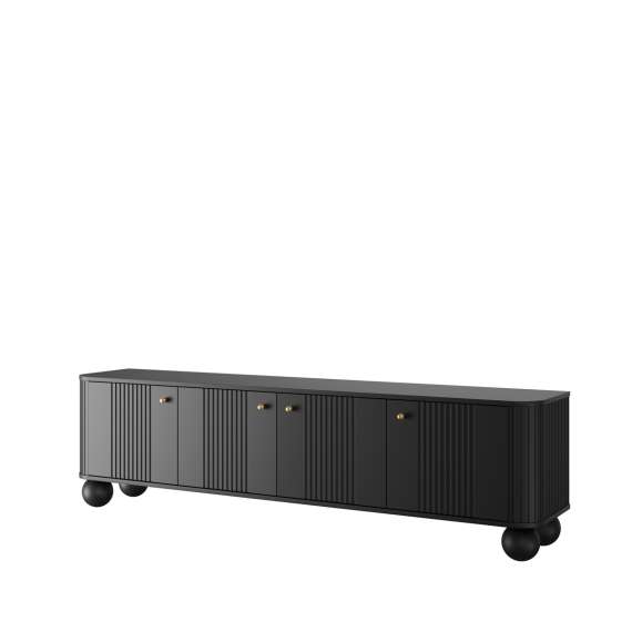 Tv-benk Vesper - 187x48 cm - 4 dører - svart matt