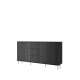 Skjenk Vesper - 160x85 cm - 2 dører - 3 skuffer - svart matt - metal ben