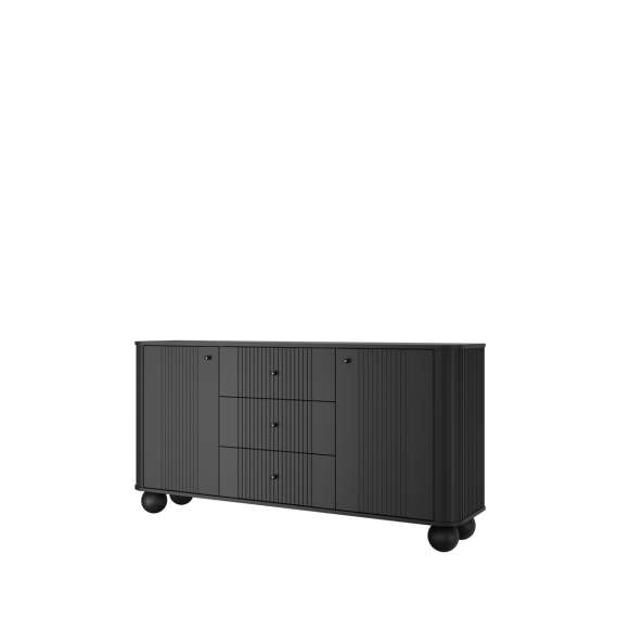 Skjenk Vesper - 160x82 cm - 2 dører - 3 skuffer - svart matt