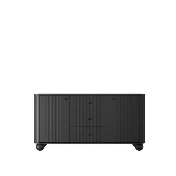 Skjenk Vesper - 160x82 cm - 2 dører - 3 skuffer - svart matt