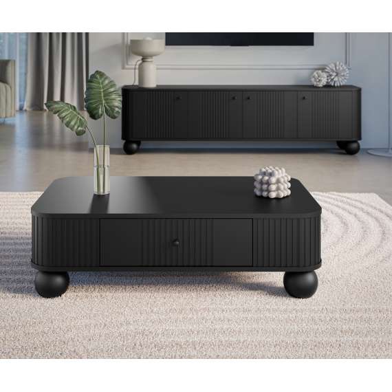 Sofabord Vesper - 103x60 cm - 1 skuff - svart matt