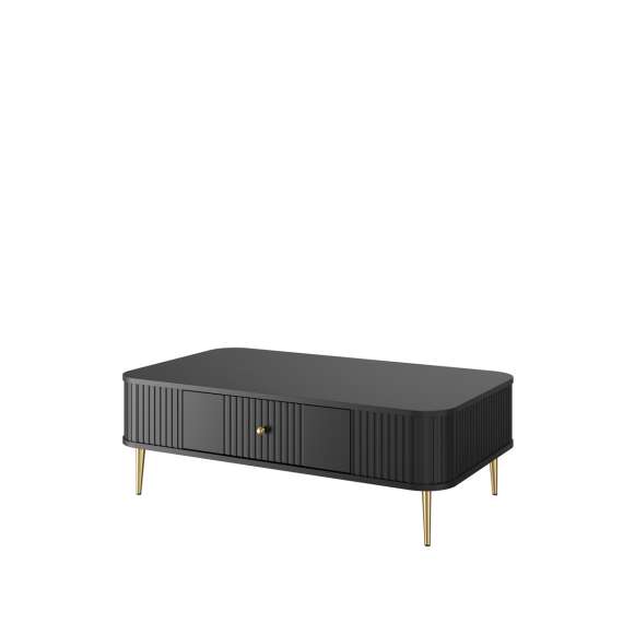 Sofabord Vesper - 103x60 cm - svart matt - 1 skuff - metall ben
