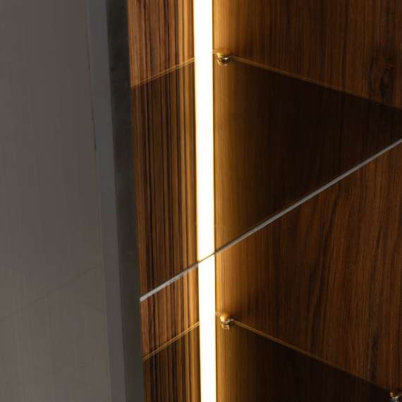 Vitrineskap Vici 103x161 cm - valnøtt - cashmere matt - med LED lys