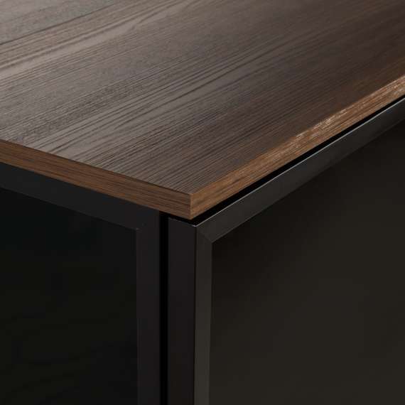 Vitrineskap Vici 103x161 cm - valnøtt - cashmere matt - med LED lys