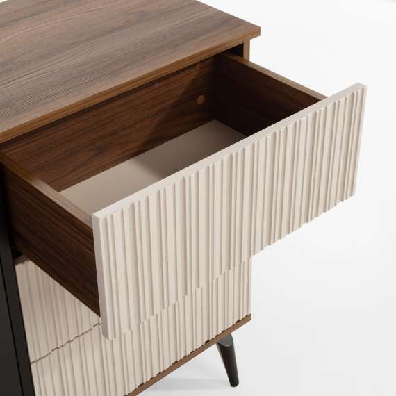 Skjenk Vici 103x80 cm - valnøtt - cashmere matt - med LED lys