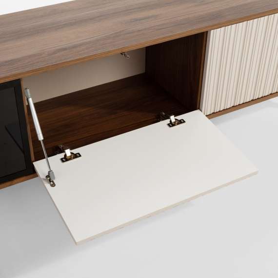 Tv-benk Vici 180x50 cm - valnøtt - cashmere matt - med LED lys