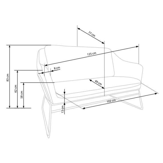 Sofa Soft - 2 seter - grå - sølv ben