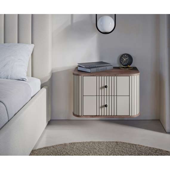 Vegghengte nattbord Vesper - cashmere - valnøtt - 2 stk