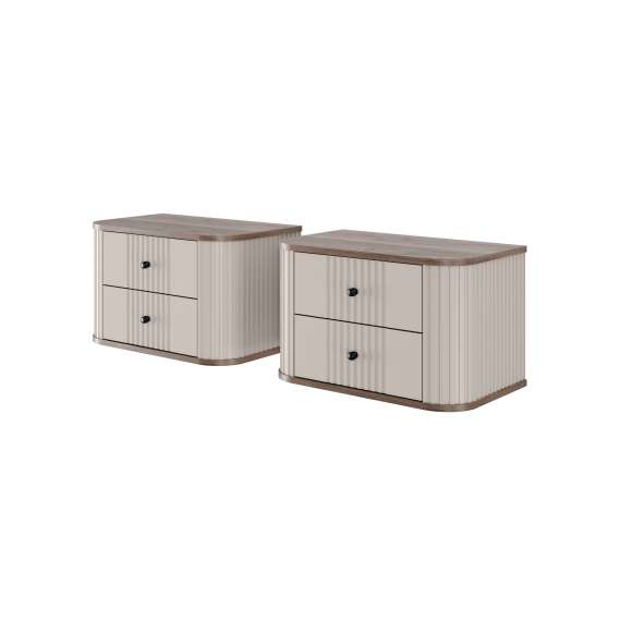 Vegghengte nattbord Vesper - cashmere - valnøtt - 2 stk