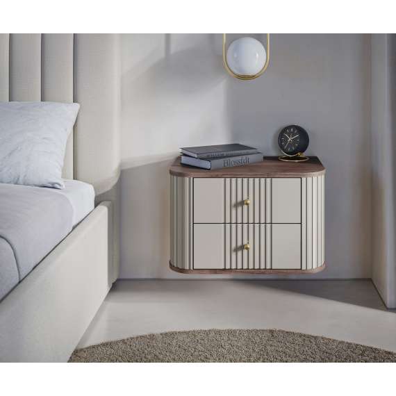 Vegghengte nattbord Vesper - cashmere - valnøtt - 2 stk