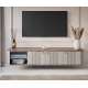 Hengende tv-benk Vesper - 187x36 cm - 3 dører - cashmer - valnøtt