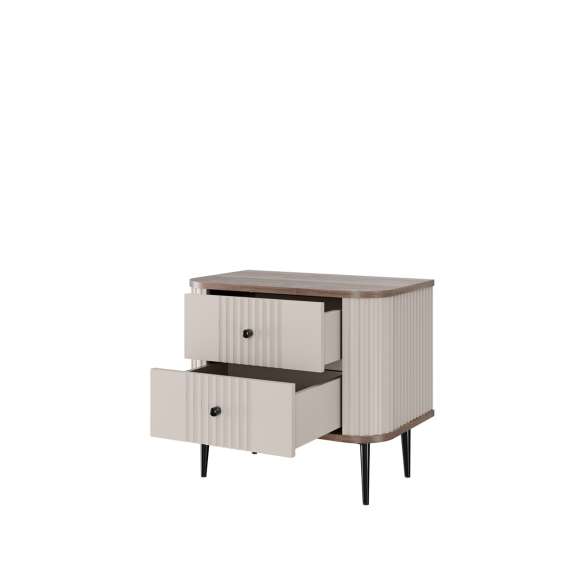 Nattbord Vesper - 56x51 cm - cashmere - valnøtt - 2 stk